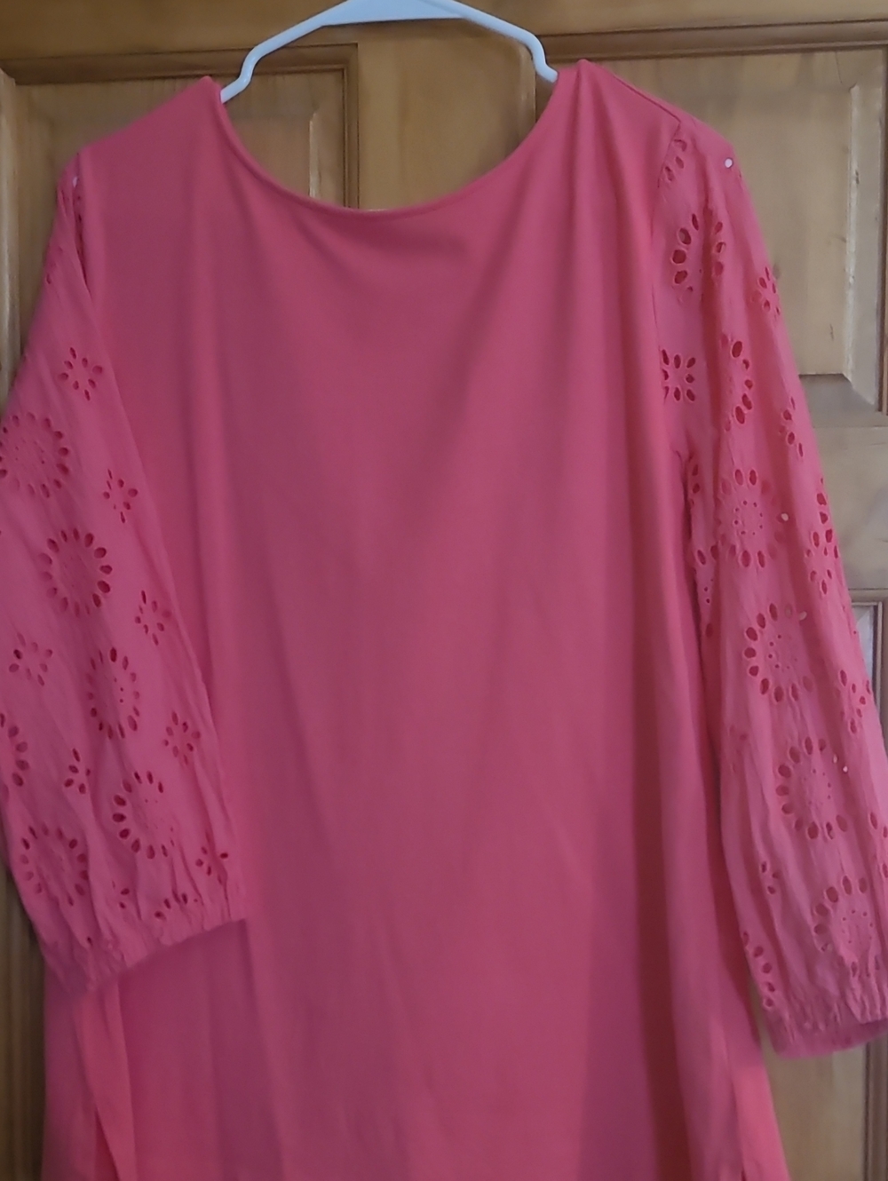 Belle by Kim Gravel Pink Eyelet Sleeve Tunic